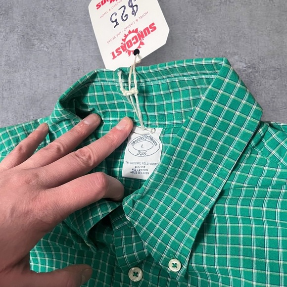 Green Check Plaid Button Up - Picture 2 of 6